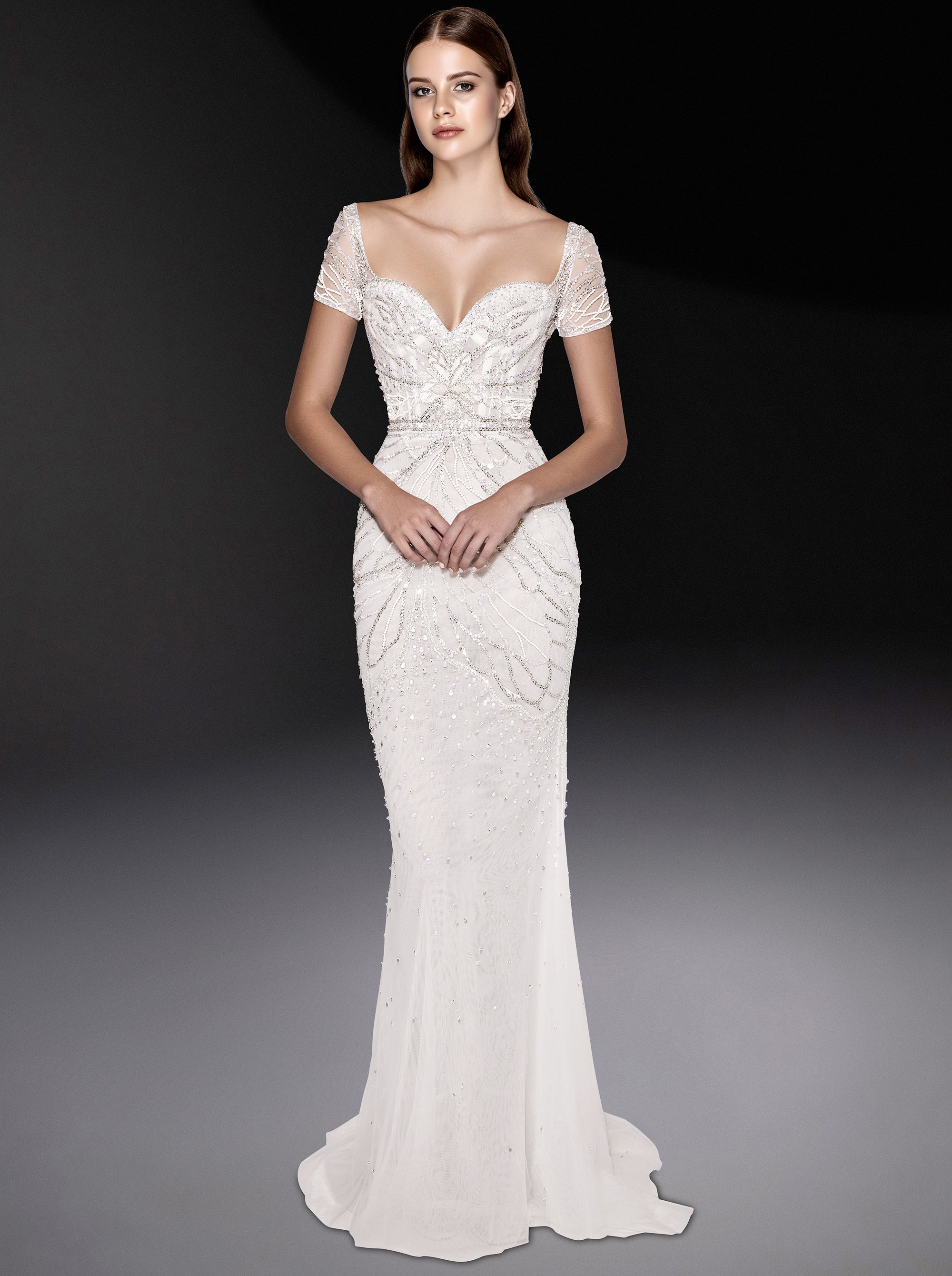 Robe brodée de perles - Cloud Dancer