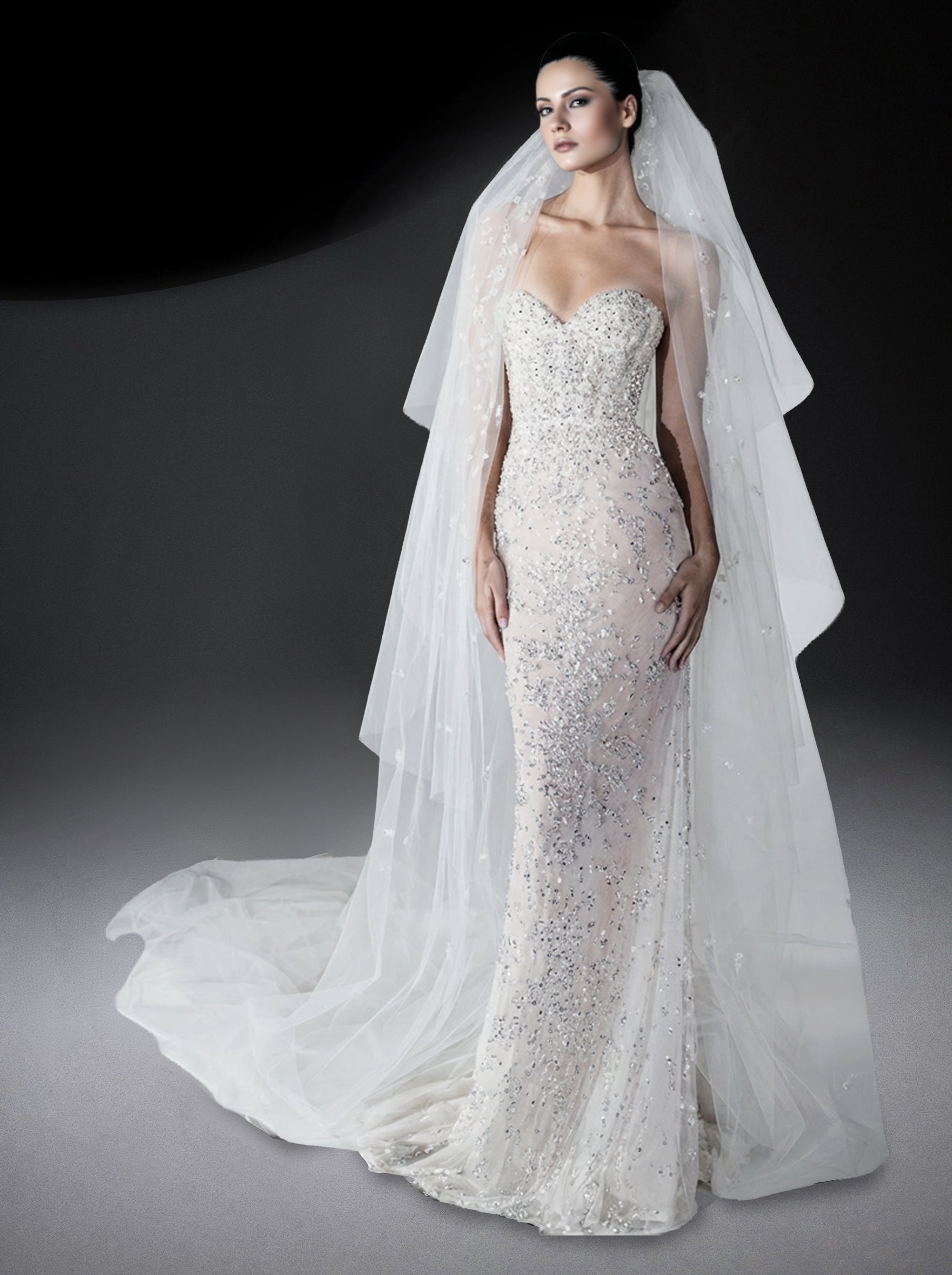 Robe sirène en tulle - Cloud Dancer