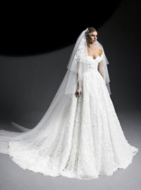 Lace appliqué voile - Whisper White