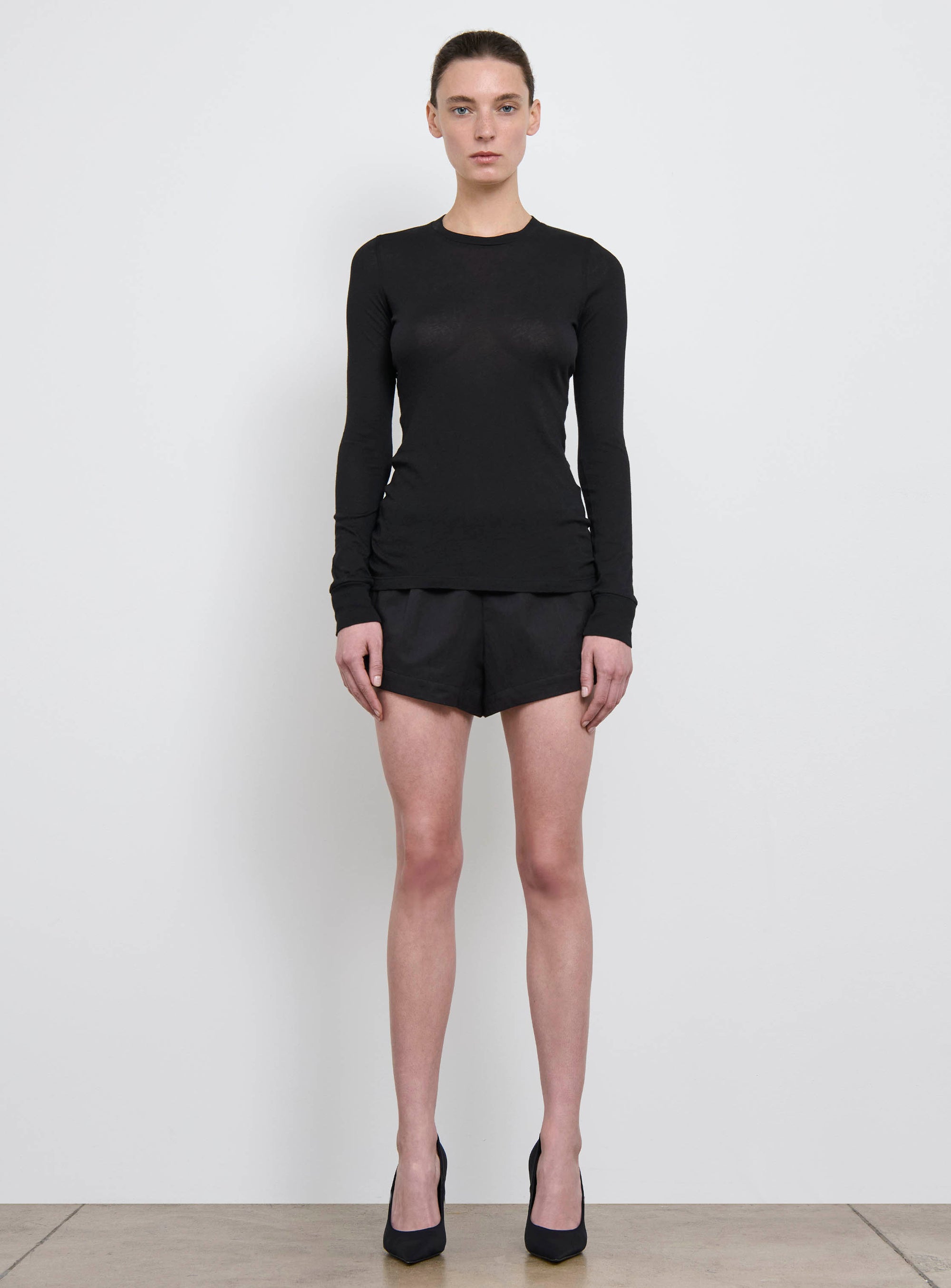 Fitted Long Sleeve Tee - Black