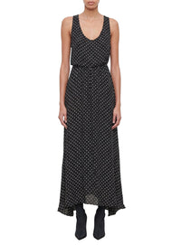 Flared skirt in silk - Black Polka Dot