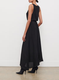 Flared skirt in silk - Black Polka Dot