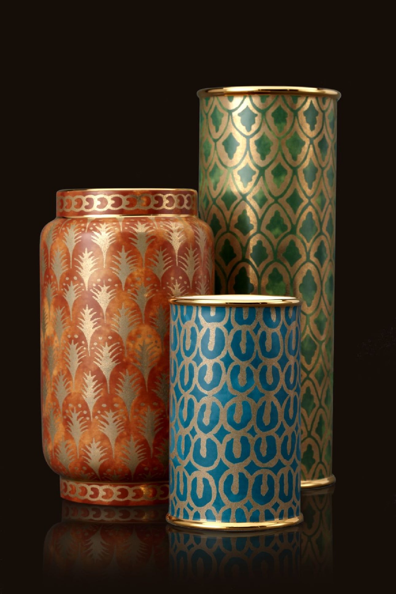 Grand vase Fortuny en faïence et laiton - Green