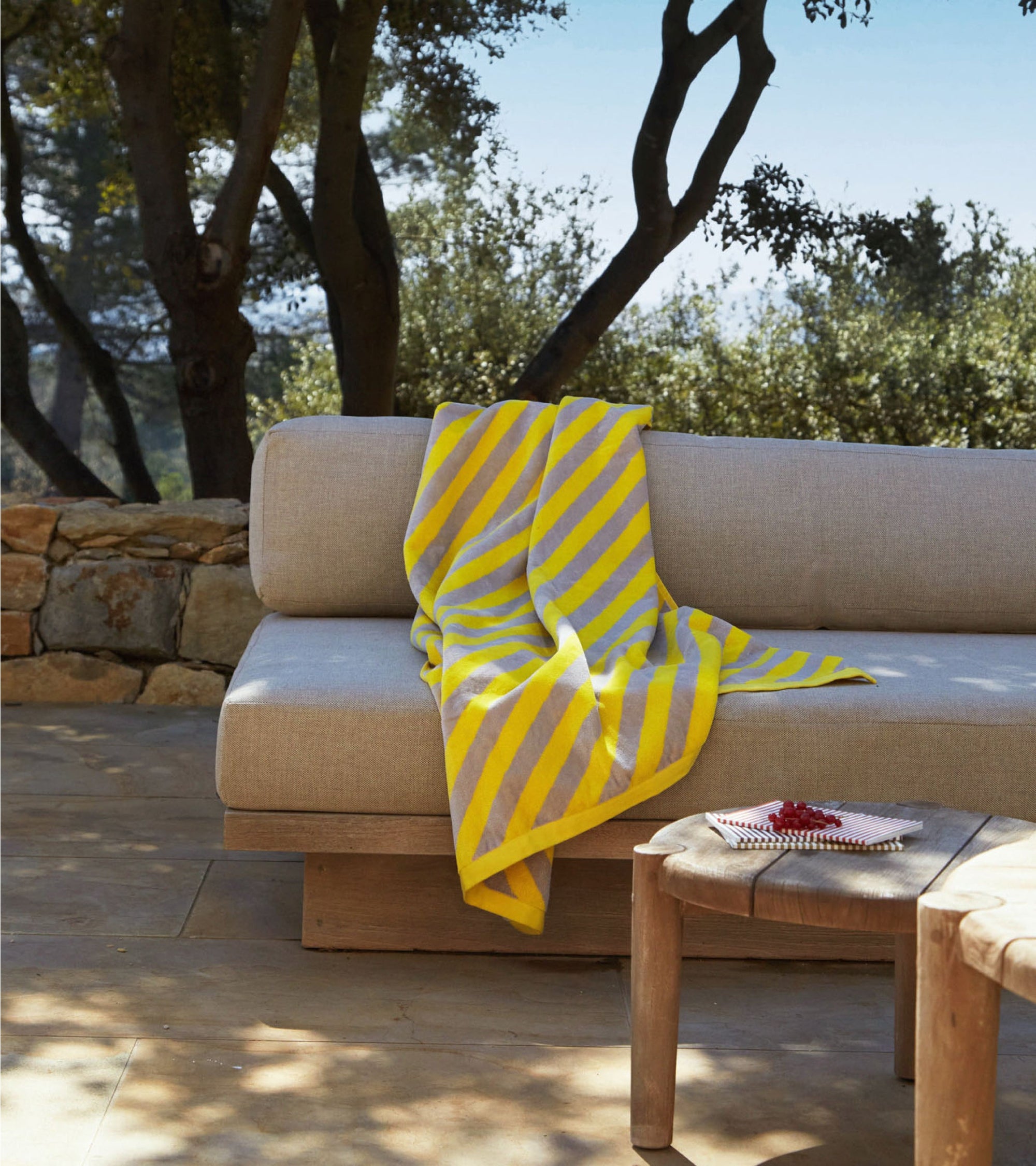 Drap de plage - Jaune Et Gris