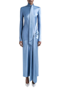 Robe longue Emilie en satin - Steel Blue