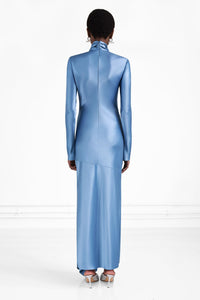 Robe longue Emilie en satin - Steel Blue