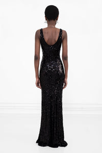 Robe longue Valletta Moonlight - Black Sequin