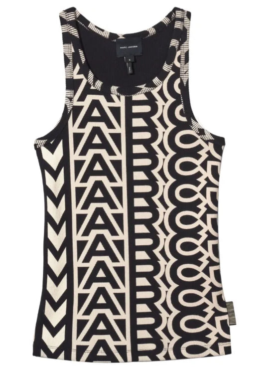 17 / DJV /0€ /0qty-0 /ST 0% /43 TROCA 45€   Débardeur monogramme à côtes - Black & Ivory