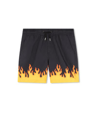 Short de bain à taille élastiquée - Noir Jaune