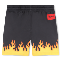 Short de bain à taille élastiquée - Noir Jaune