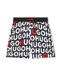 Short de bain avec monogramme imprimé - Noir Rouge