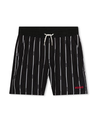 Short de bain à taille élastiquée - Noir Blanc