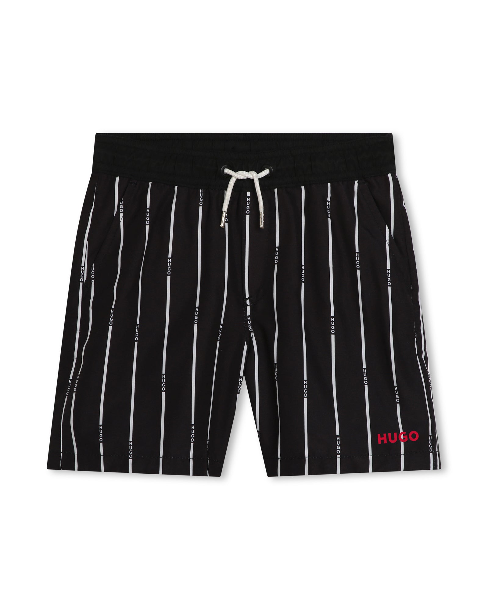 Short de bain à taille élastiquée - Noir Blanc