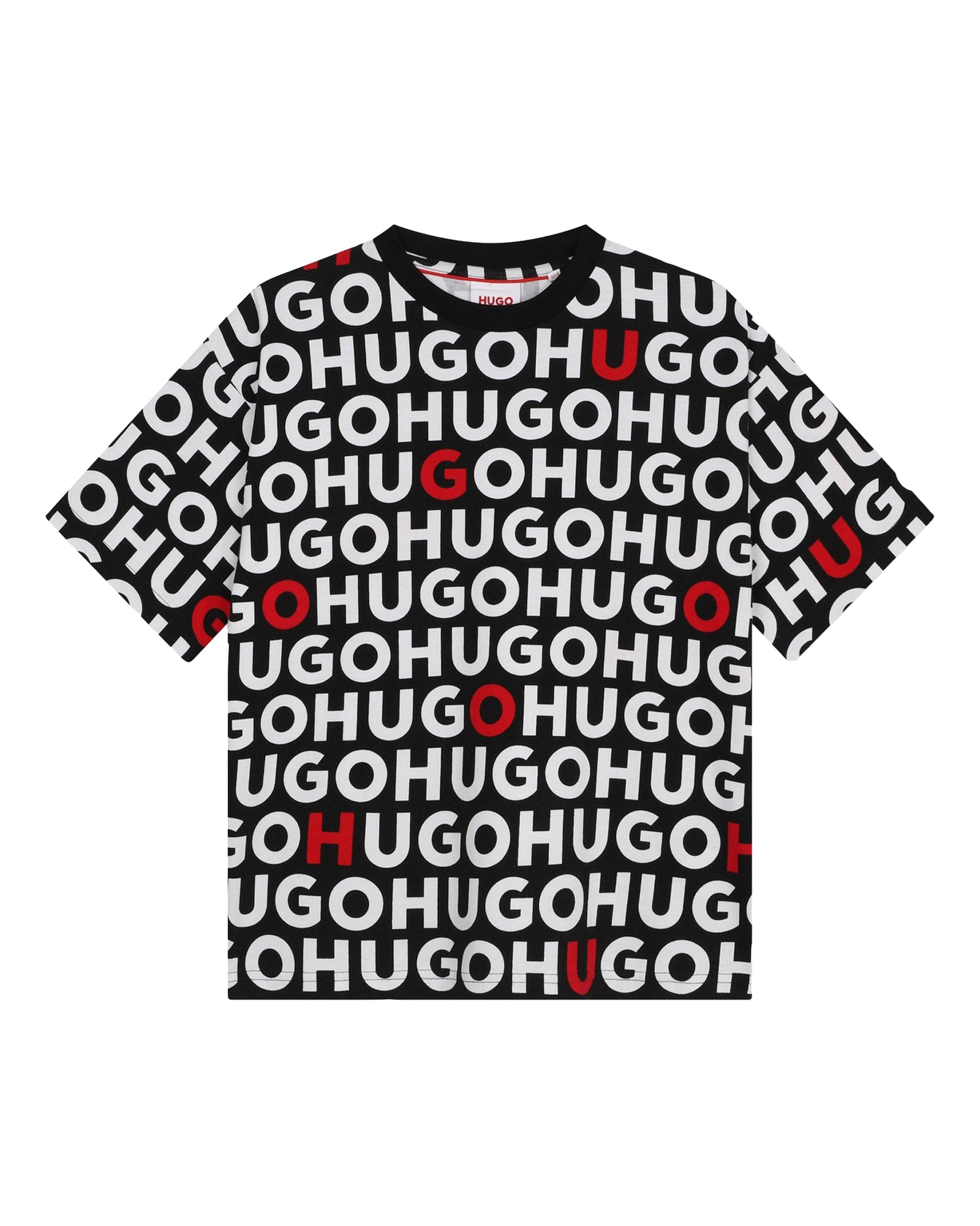 Short-sleeved cotton T-shirt – Black and Red