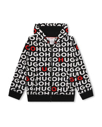Cardigan à capuche en molleton - Noir Rouge