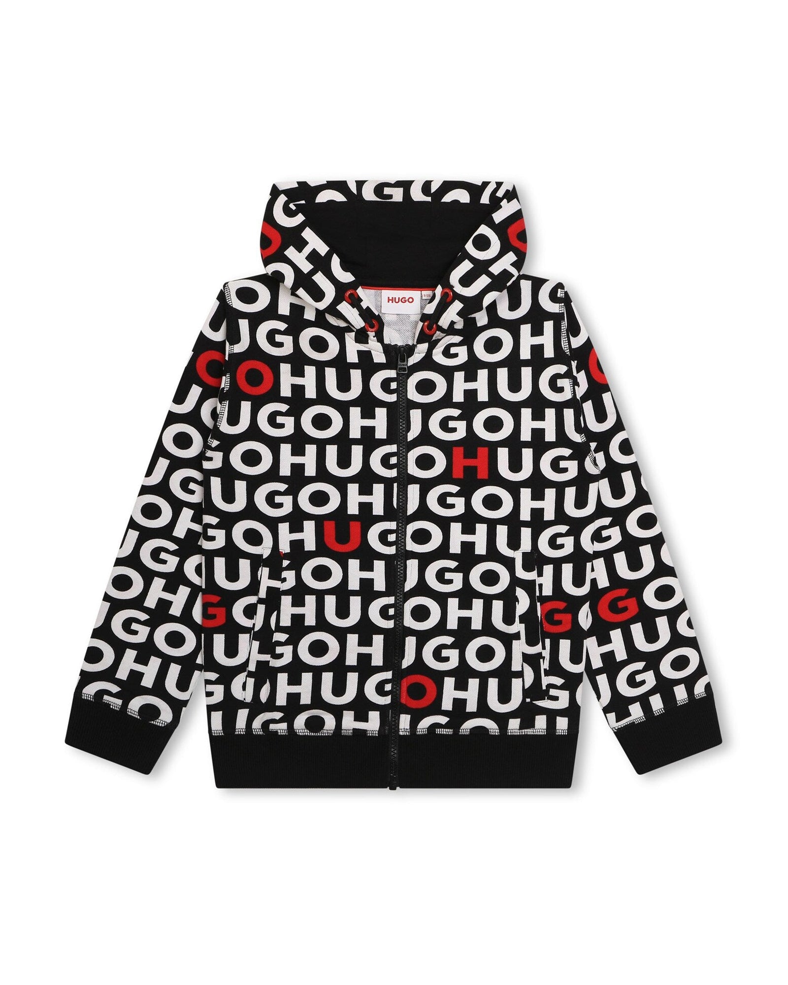 Cardigan à capuche en molleton - Noir Rouge