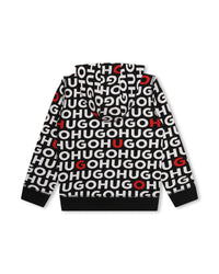 Cardigan à capuche en molleton - Noir Rouge