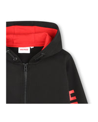 Cardigan à capuche en molleton - Black