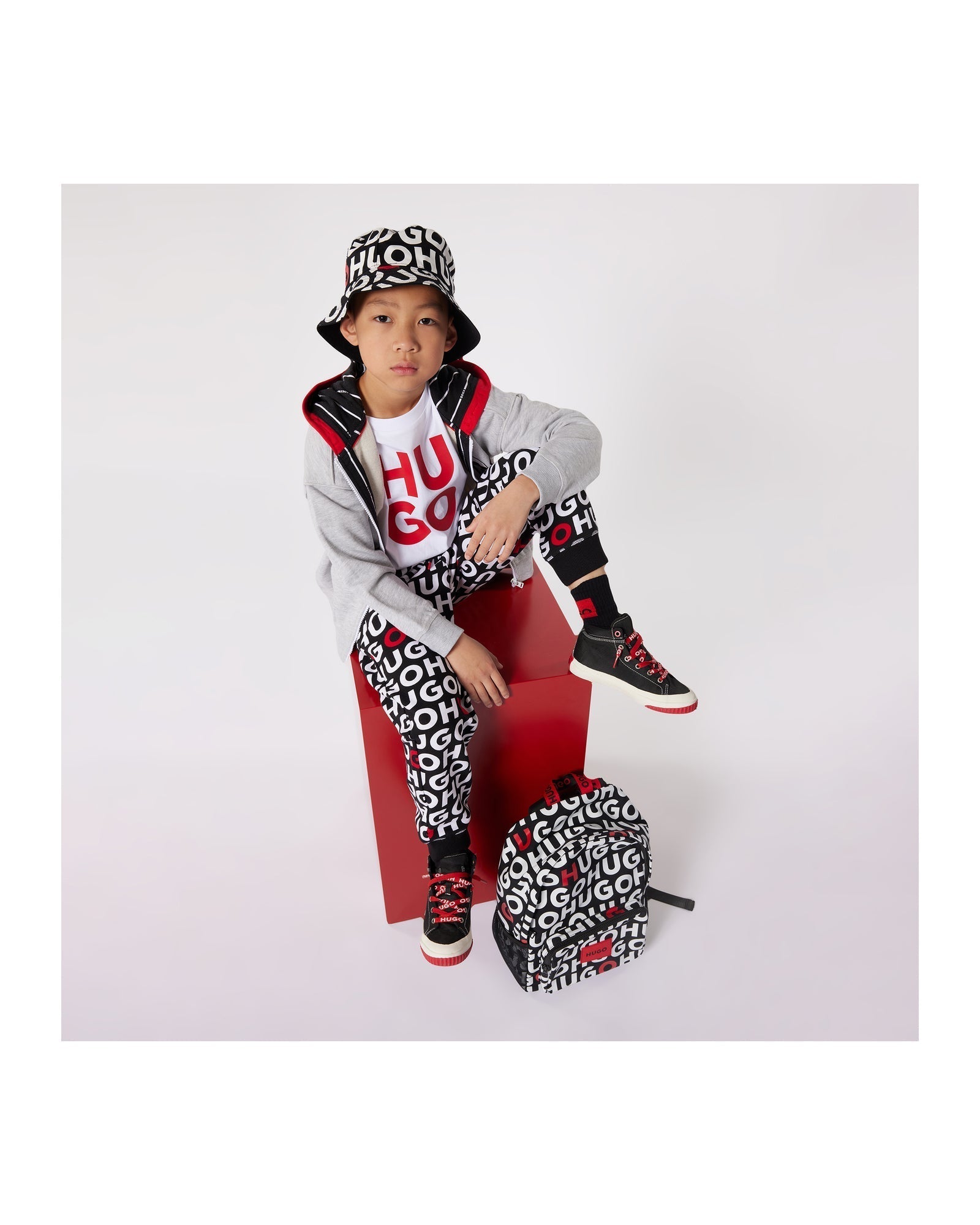 Pantalon de survêtement à imprimé monogramme en coton - Noir Rouge
