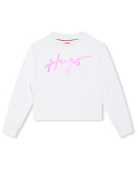 Sweatshirt court col rond - Blanc
