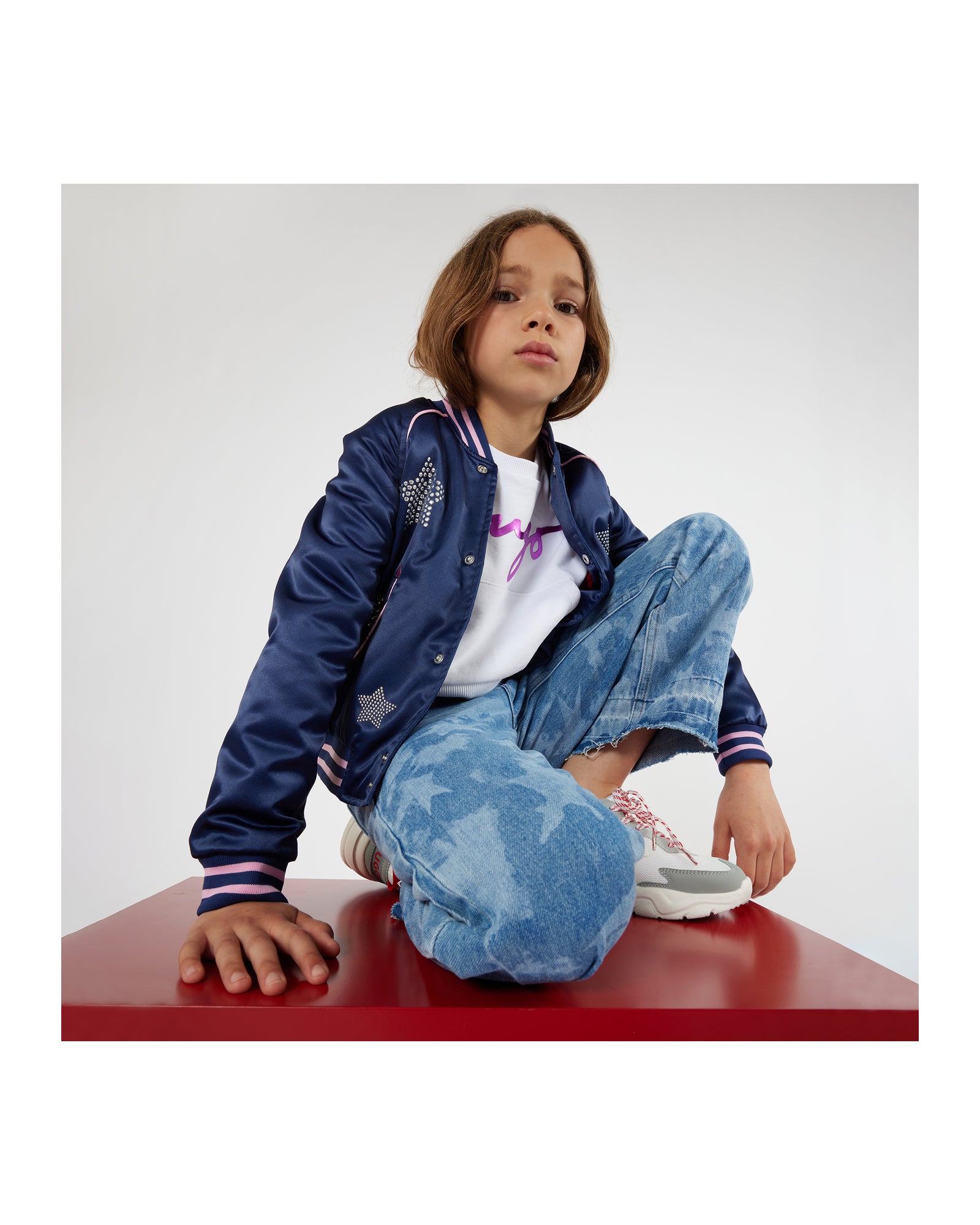 Sweatshirt court col rond - Blanc