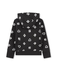 Cardigan à capuche en molleton - Black
