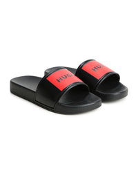 Slippers with logo badges - Black