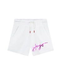 Short à taille élastiquée en coton - Blanc