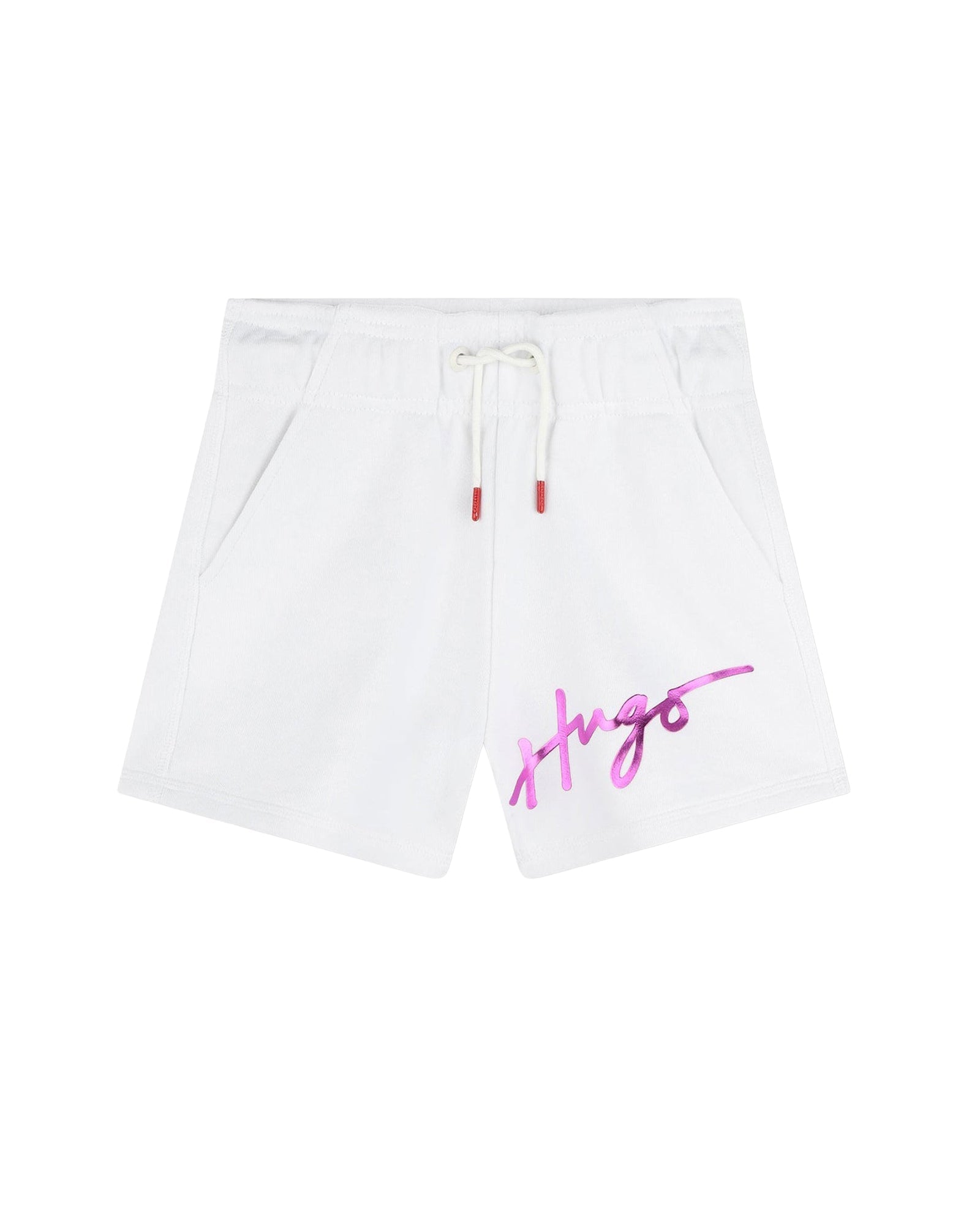 Short à taille élastiquée en coton - Blanc