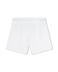 Short à taille élastiquée en coton - Blanc