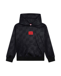 Sweat à capuche imprimé monogramme en molleton - Black