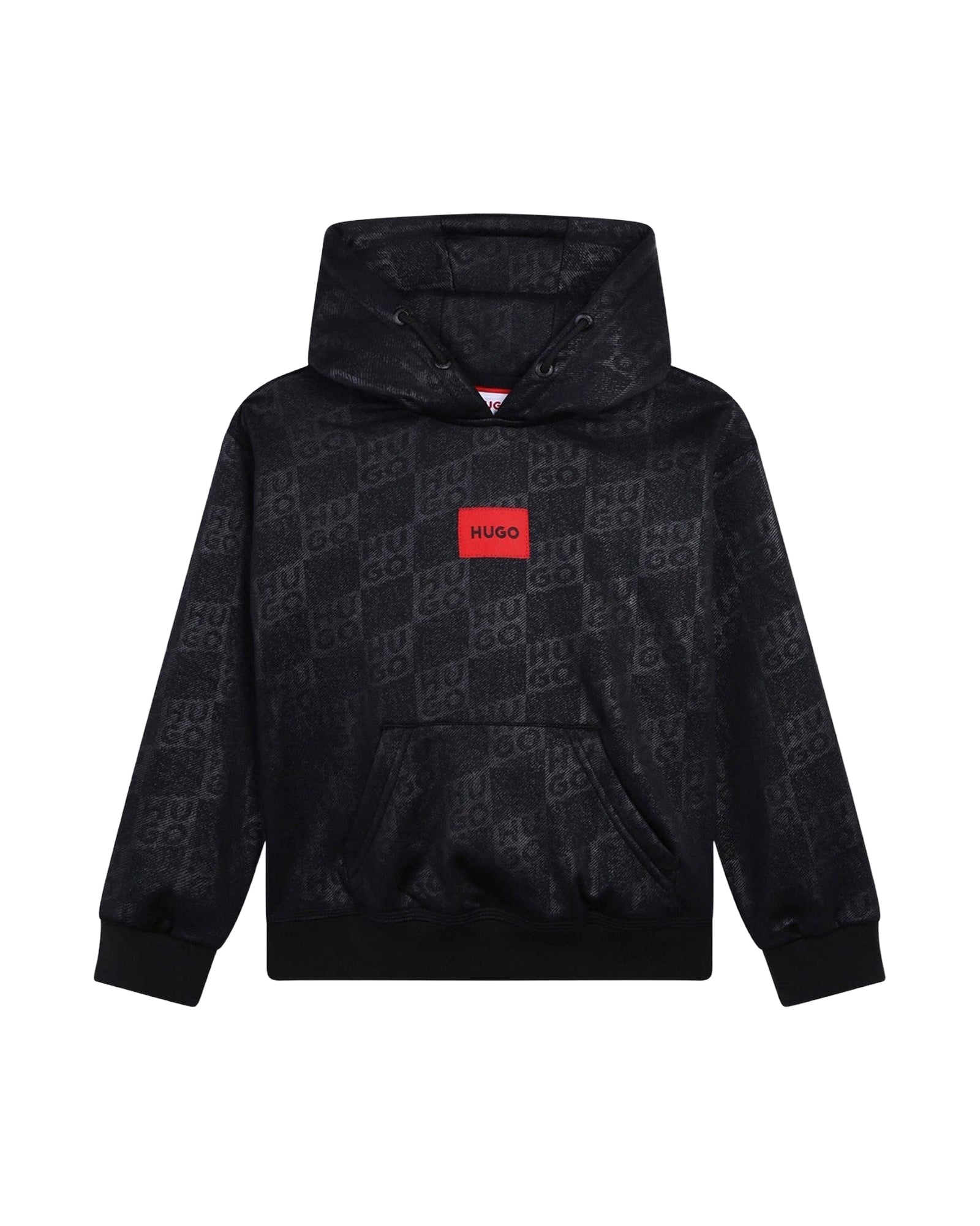 Sweat à capuche imprimé monogramme en molleton - Black