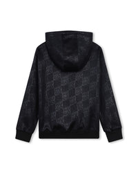 Sweat à capuche imprimé monogramme en molleton - Black