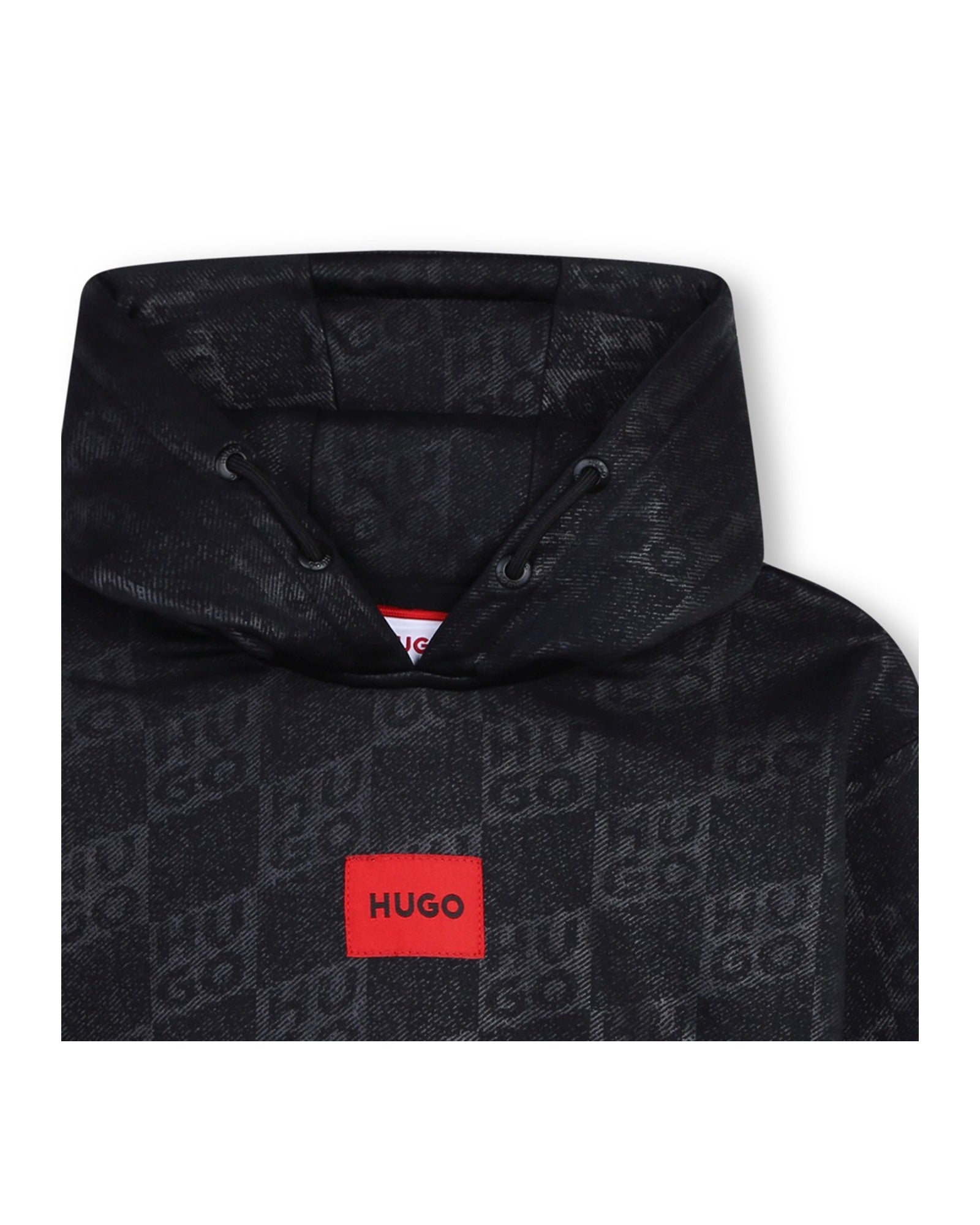 Sweat à capuche imprimé monogramme en molleton - Black
