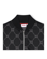 Veste de survêtement à imprimé monogramme en molleton - Black