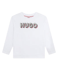 T-shirt à manches longues à imprimé logo en coton - Blanc
