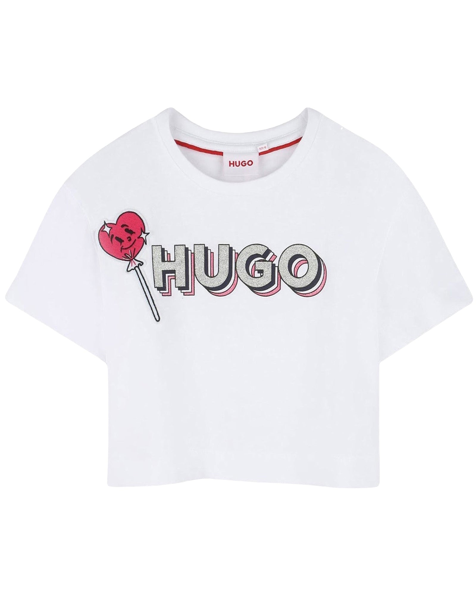 T-shirt à manches courtes à logo pailleté en coton - Blanc