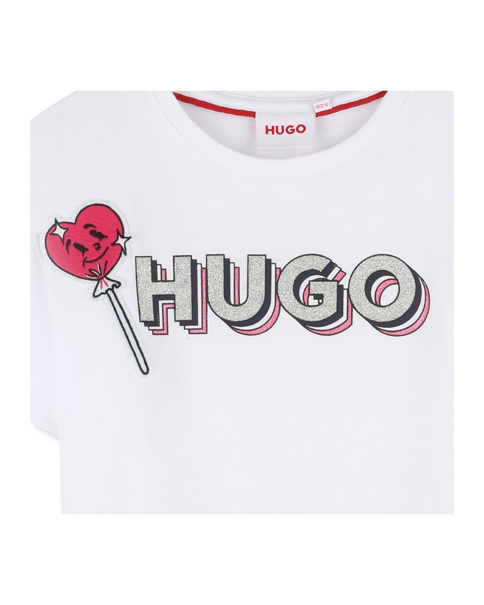 T-shirt à manches courtes à logo pailleté en coton - Blanc