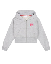 Cardigan de survêtement à capuche en coton - Gris Chiné
