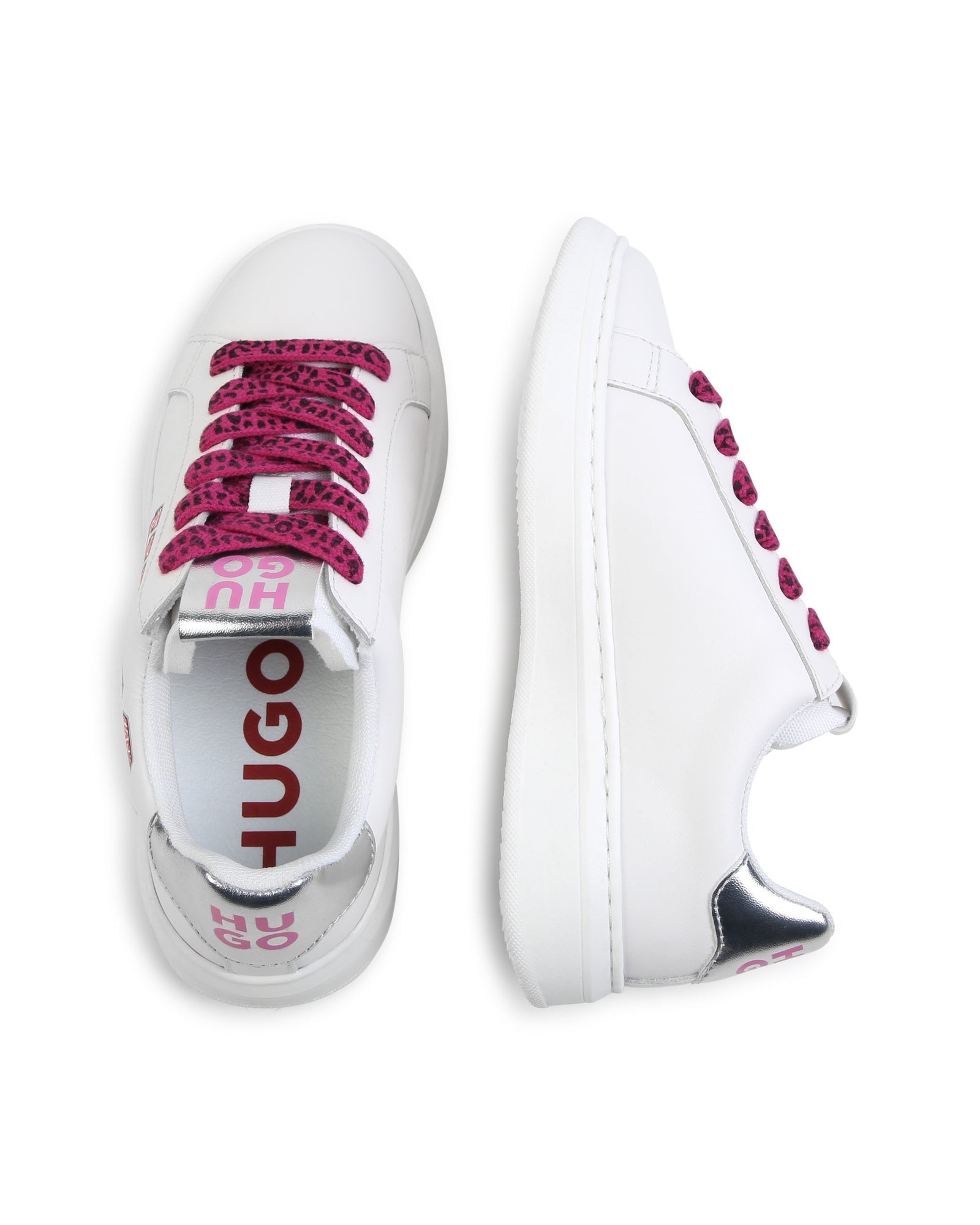 Leather lace-up sneakers - White