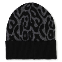 Bonnet jacquard à motif animalier - Black
