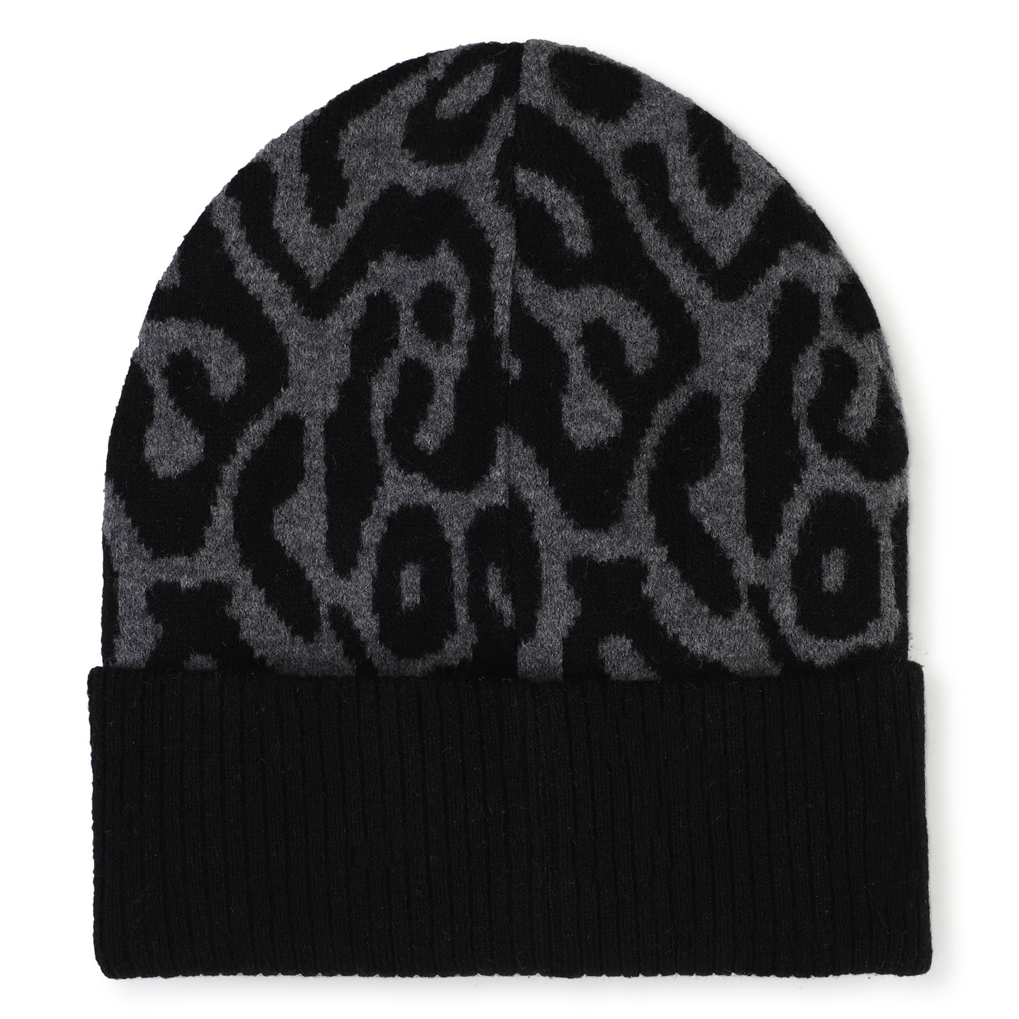 Bonnet jacquard à motif animalier - Black