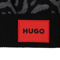 Bonnet jacquard à motif animalier - Black