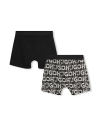 Set of 2 boxer shorts with cotton logo - Black