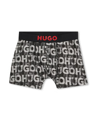 Set of 2 boxer shorts with cotton logo - Black