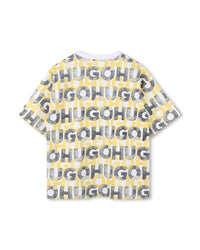 T-shirt all over avec logo en coton - Blanc Jaune