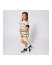 T-shirt all over avec logo en coton - Blanc Jaune