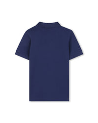 Short-sleeved cotton polo shirt - Medieval Blue