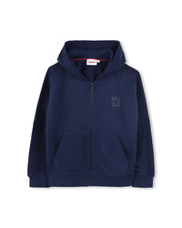 Cardigan à capuche en coton - Médiéval Blue