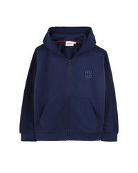 Cotton hooded cardigan - Medieval Blue